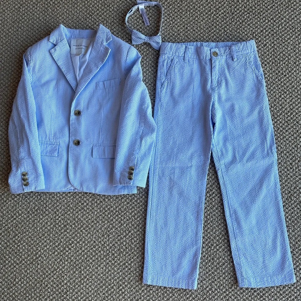 Jamie and Jack boys seersucker suit with bow tie